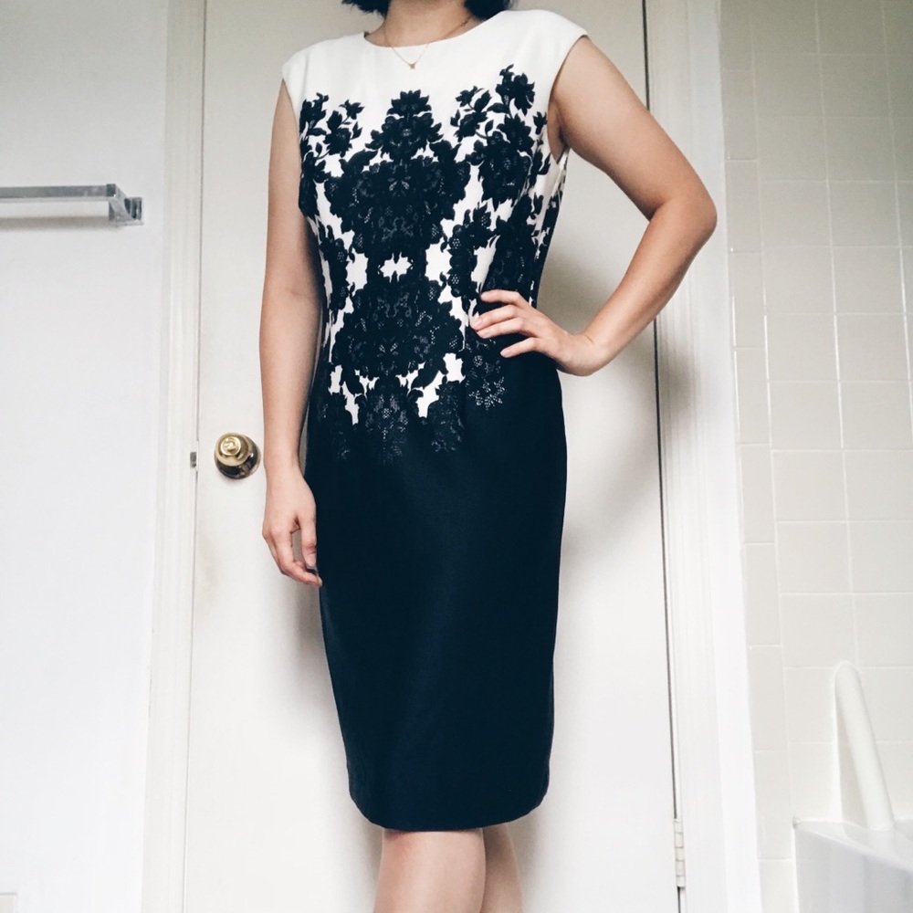 Black & ivory printed dress